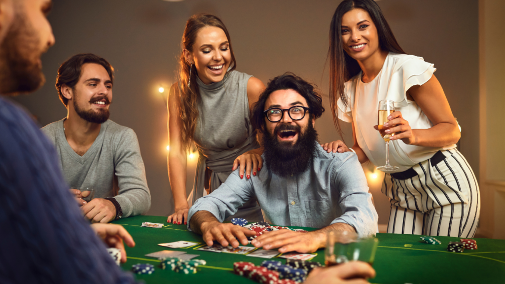 Friends playing poker